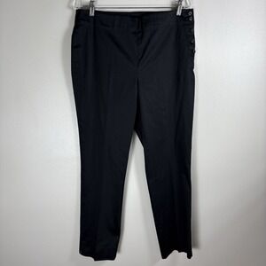 Lauren Ralph Lauren Womens 10 Black Side Button Stretch Straight Leg Dress Pants